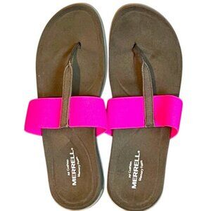 Merrell Memory Foam Slip On Sandals W/ Pink Elastic Strap + Select Grip Traction